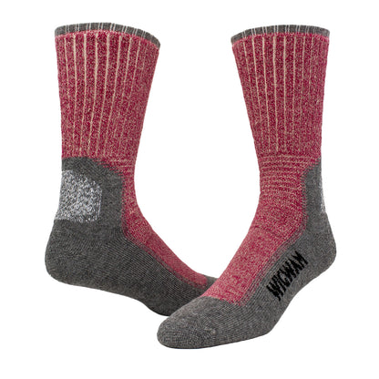 Hiking Outdoor Crew Sock - Bright Rose full product perspective - made in The USA Wigwam Socks