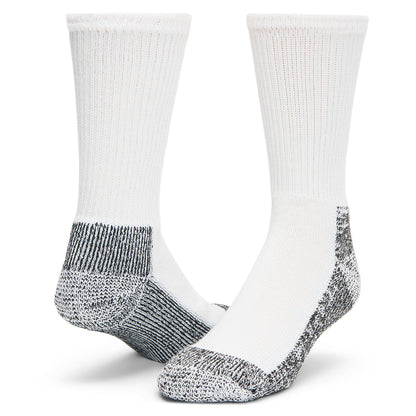 At Work Steel Toe Crew Sock - White/Black full product perspective - made in The USA Wigwam Socks