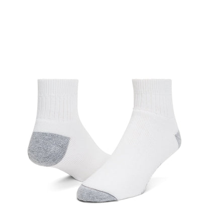 Diabetic Sport Quarter Sock - White full product perspective - made in The USA Wigwam Socks
