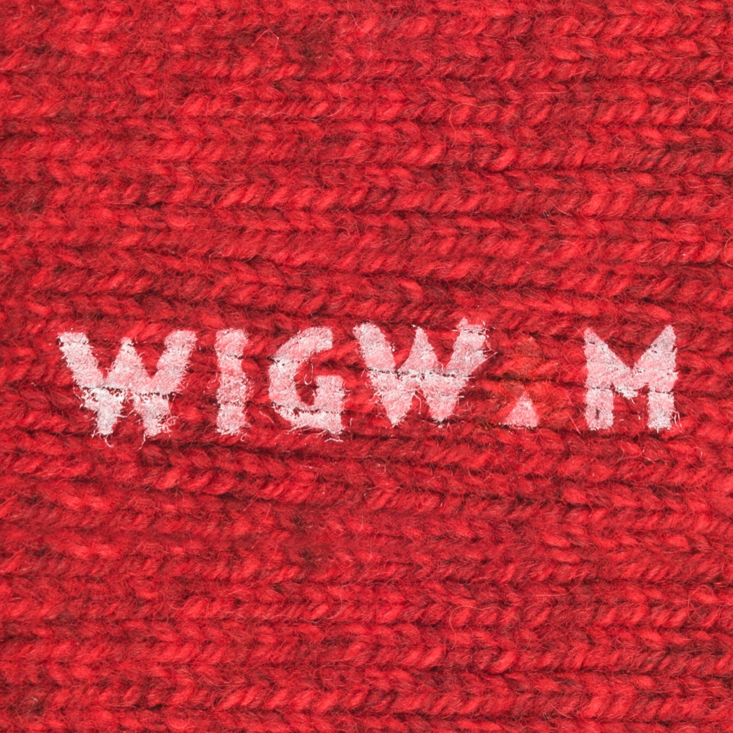 red heather knit-in logo
