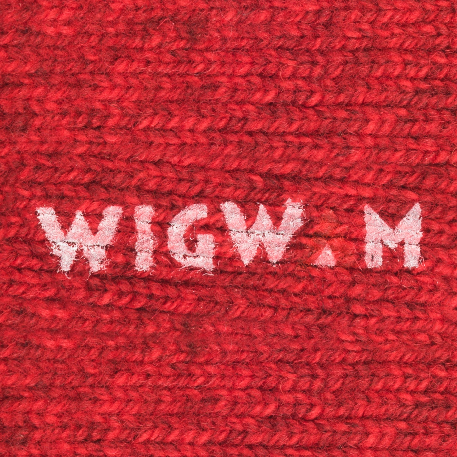 red heather knit-in logo