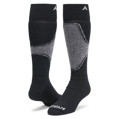 Sirocco Over The Calf Sock - Black full product perspective - made in The USA Wigwam Socks