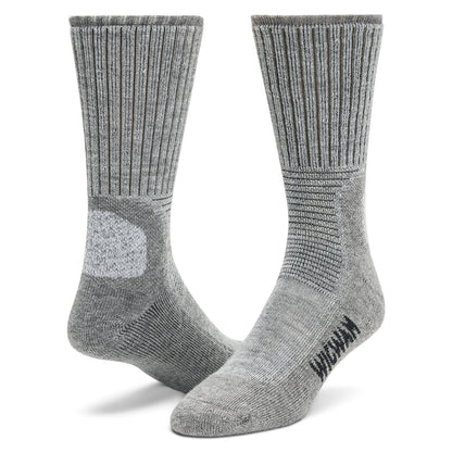 Hiking Outdoor Crew Sock - Light Grey Heather full product perspective - made in The USA Wigwam Socks