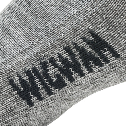 Hiking Outdoor Crew Sock - Light Grey Heather knit-in logo - made in The USA Wigwam Socks