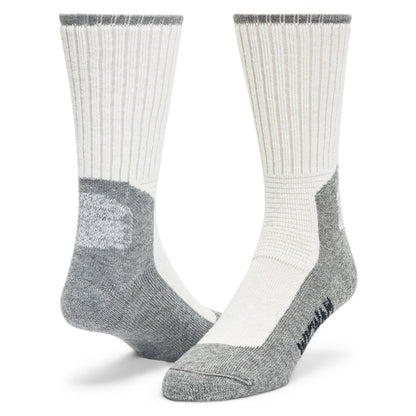 At Work DuraSole Pro 2-Pack Crew Socks - White/Grey full product perspective - made in The USA Wigwam Socks